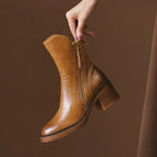 Selene | Women Leather Ankle Boots High Heel Zipper