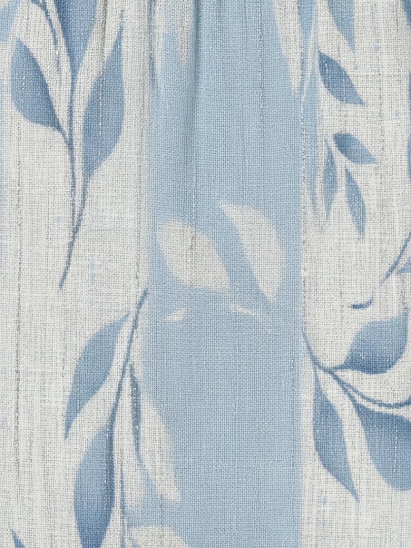 Elegant sleeveless midi dress women blue leaf pattern soft chic style