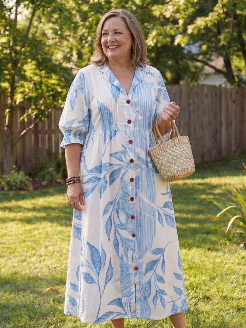 Elegant botanical maxi dress women flowy soft airy comfort