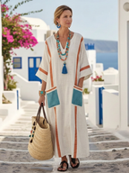 Women maxi dress V-neck half sleeve pocket design comfortable chic everyday look