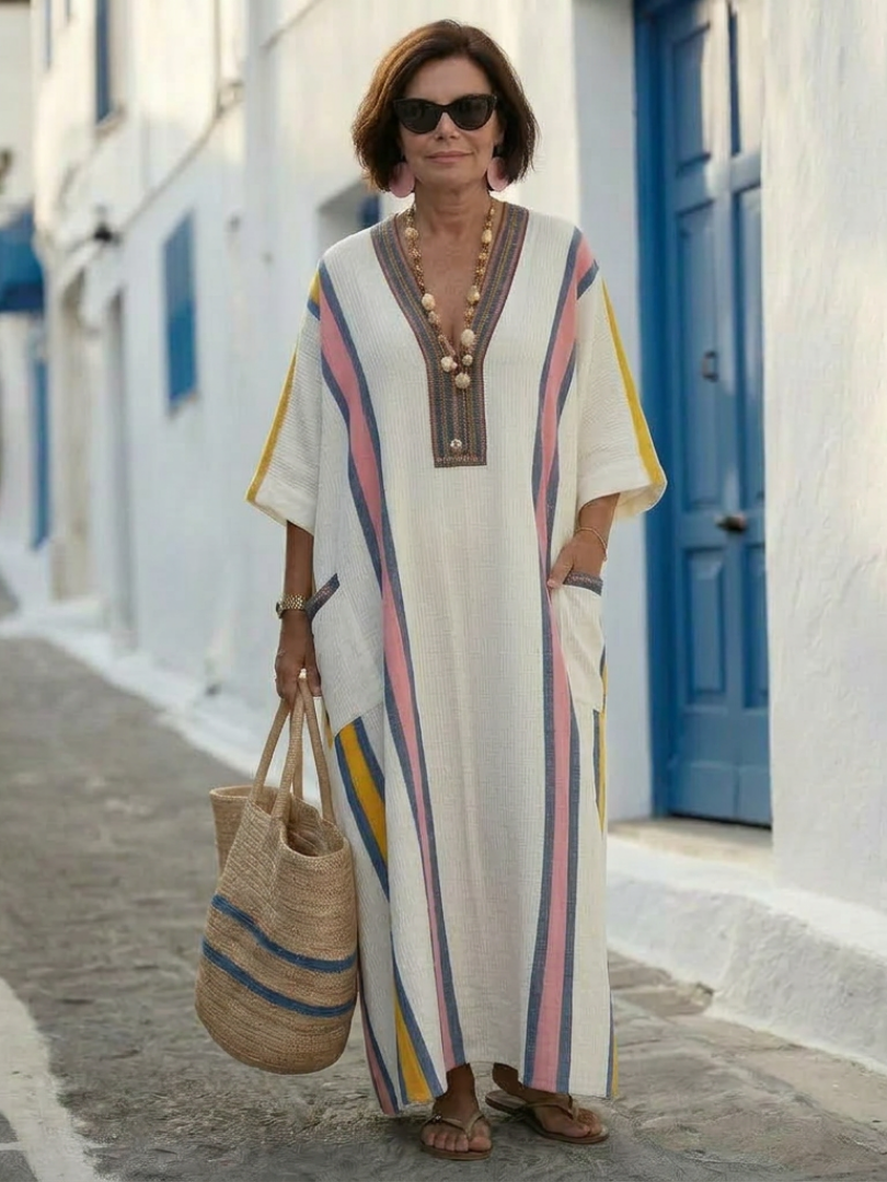 Women maxi dress V-neck half sleeve pocket design comfortable chic everyday look
