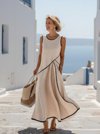 Sleeveless Round Neck Draped Maxi Dress