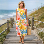 Ella | Women's Pastel Floral Flowy Midi Dress