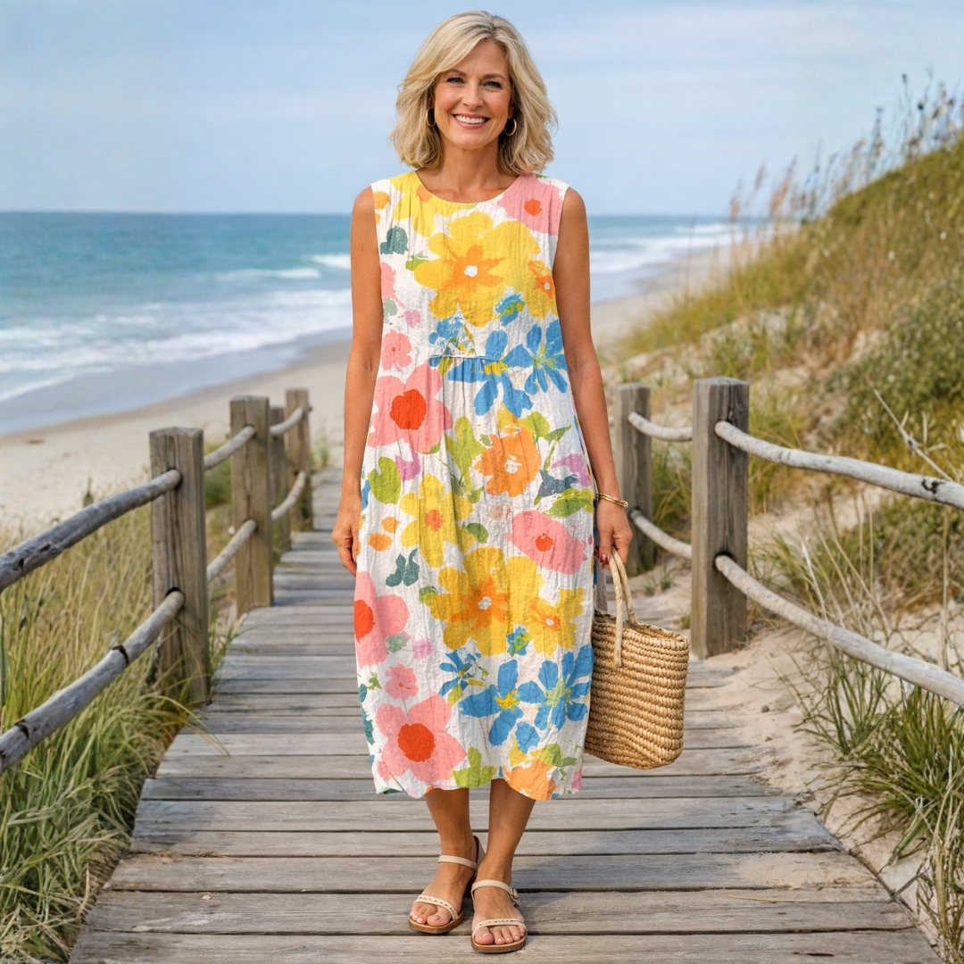 Ella | Women's Pastel Floral Flowy Midi Dress