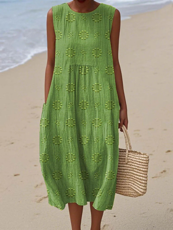 Rose | Women's Embroidered Floral Relaxed Midi Dress