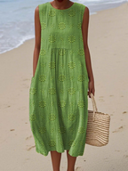 Rose | Women's Embroidered Floral Relaxed Midi Dress