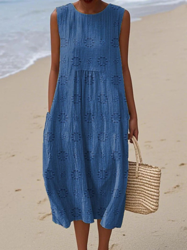 Rose | Women's Embroidered Floral Relaxed Midi Dress