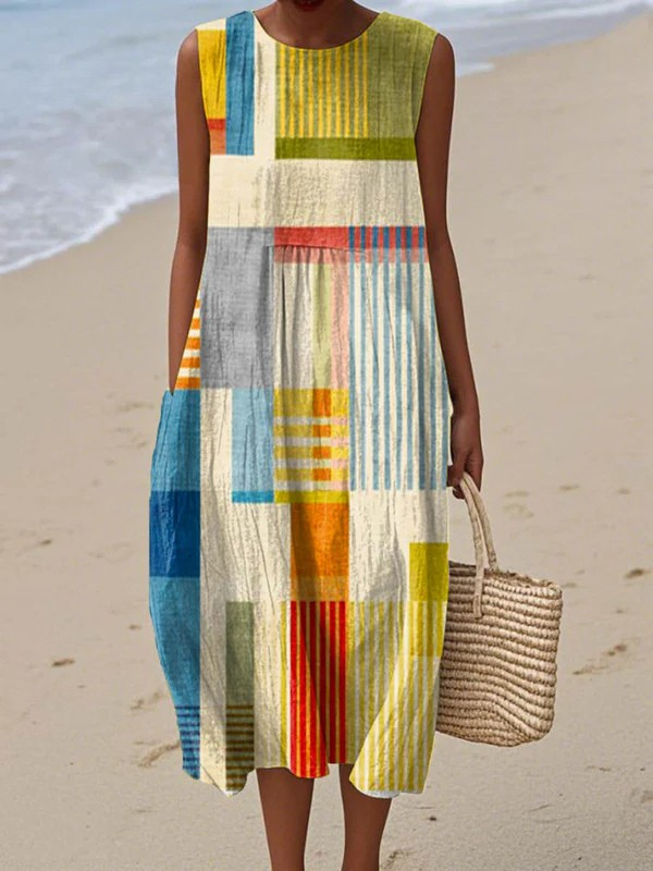 Eve | Women's Geometric Print Relaxed Midi Dress
