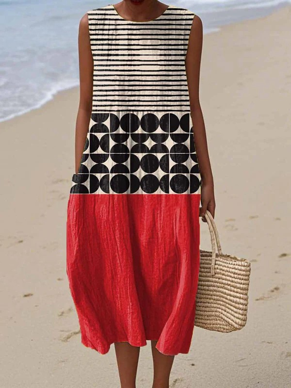 Jane | Women's Colorblock Sleeveless Midi Dress