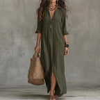 Amalia | Women's Black Linen Shirt Dress