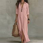 Amalia | Women's Black Linen Shirt Dress
