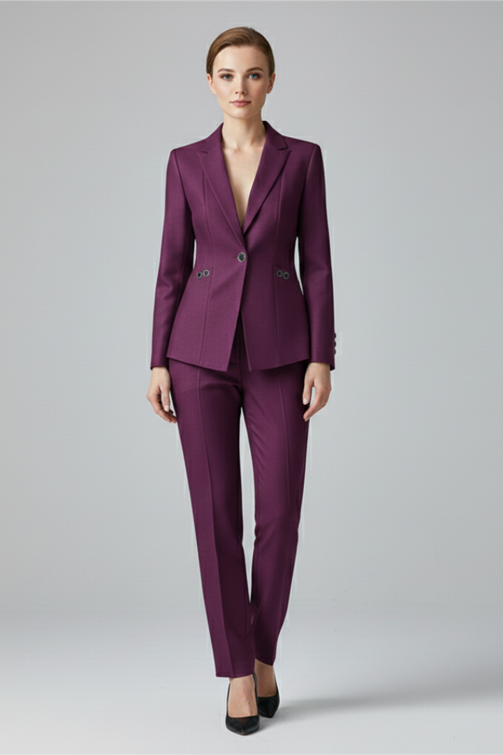 Olive | Women's Teal Blazer Set with Straight Trousers