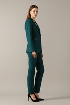 Olive | Women's Teal Blazer Set with Straight Trousers