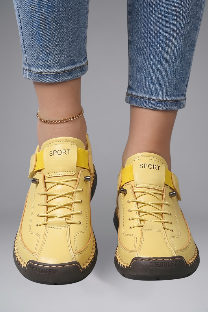 Fiona | Women's Leather Sneaker with Elastic Panels