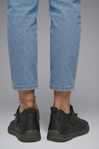 Fiona | Women's Leather Sneaker with Elastic Panels