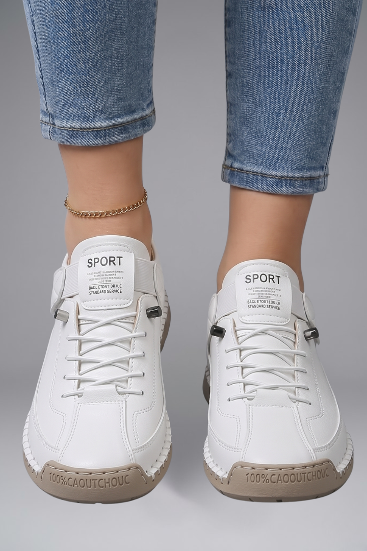 Fiona | Women's Leather Sneaker with Elastic Panels
