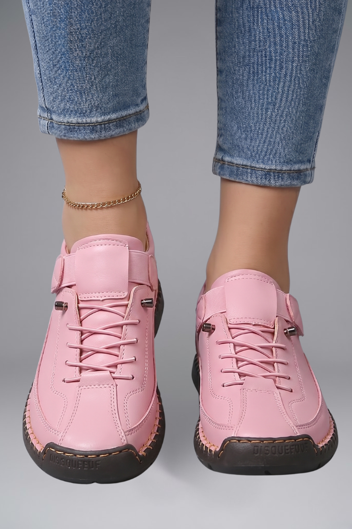 Fiona | Women's Leather Sneaker with Elastic Panels