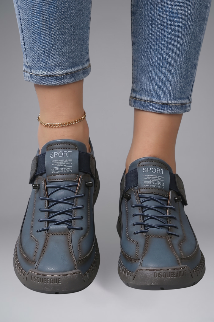 Fiona | Women's Leather Sneaker with Elastic Panels