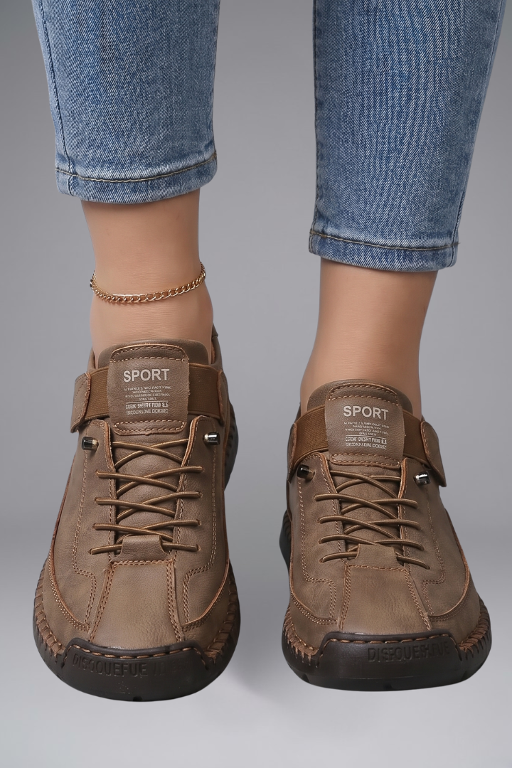 Fiona | Women's Leather Sneaker with Elastic Panels