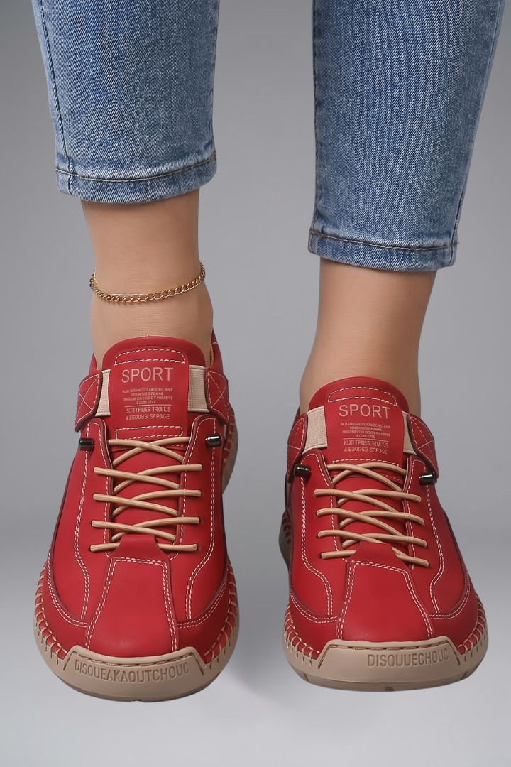 Fiona | Women's Leather Sneaker with Elastic Panels