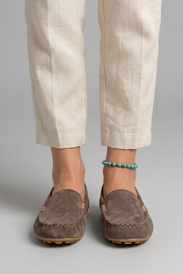 Luciana | Women's Suede Loafers with Metal Accent
