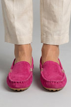 Luciana | Women's Suede Loafers with Metal Accent
