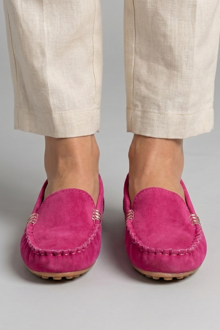 Luciana | Women's Suede Loafers with Metal Accent