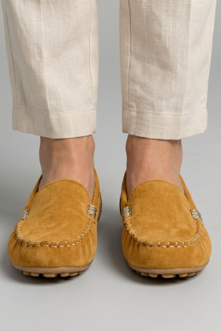 Luciana | Women's Suede Loafers with Metal Accent