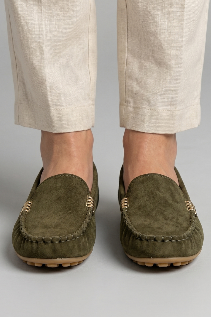 Luciana | Women's Suede Loafers with Metal Accent