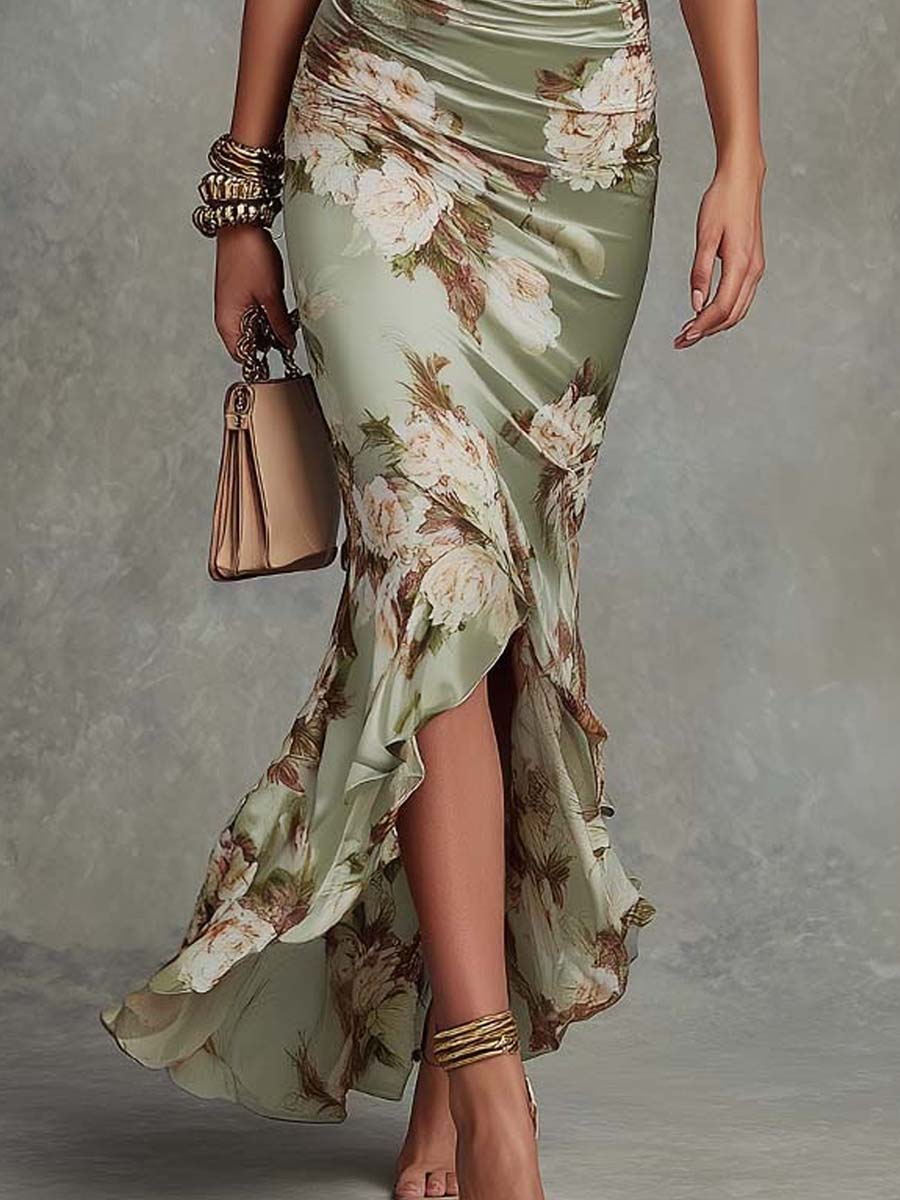 Denise | Women's Ruched-Waist Floral Maxi Dress