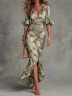 Denise | Women's Ruched-Waist Floral Maxi Dress