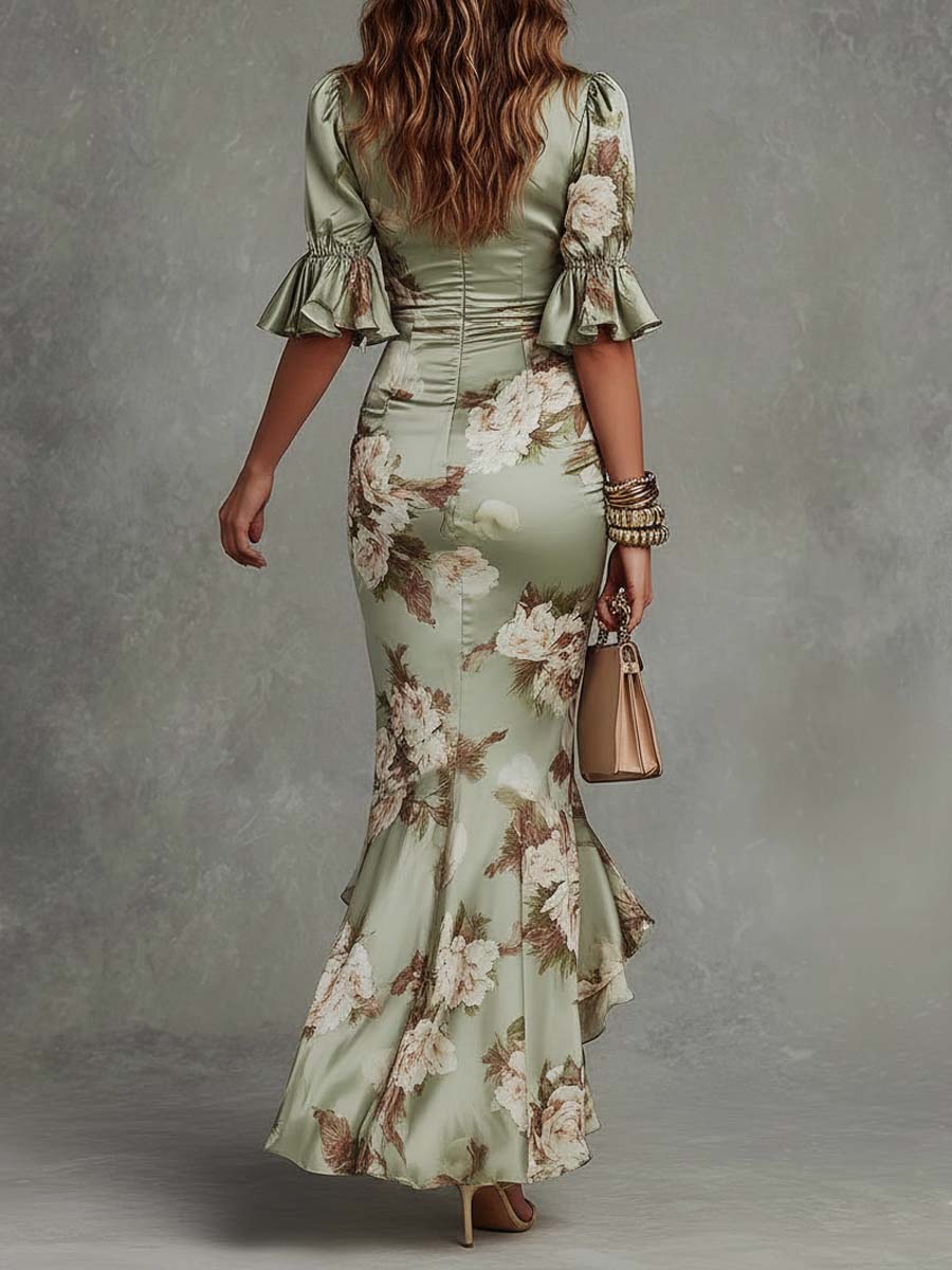 Denise | Women's Ruched-Waist Floral Maxi Dress