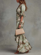 Denise | Women's Ruched-Waist Floral Maxi Dress
