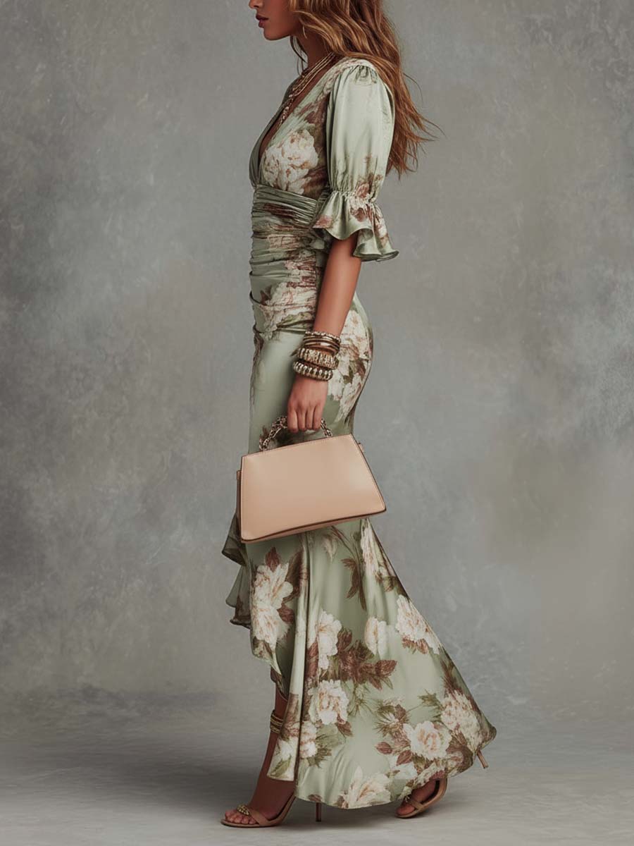 Denise | Women's Ruched-Waist Floral Maxi Dress