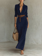 Aftima | Women's Single-Breasted Lapel Maxi Dress