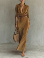 Aftima | Women's Single-Breasted Lapel Maxi Dress