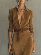 Aftima | Women's Single-Breasted Lapel Maxi Dress