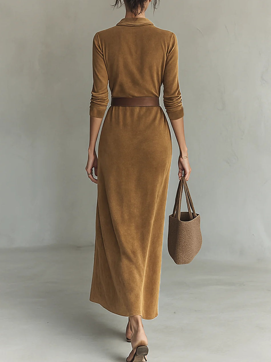Aftima | Women's Single-Breasted Lapel Maxi Dress