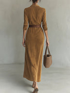 Aftima | Women's Single-Breasted Lapel Maxi Dress