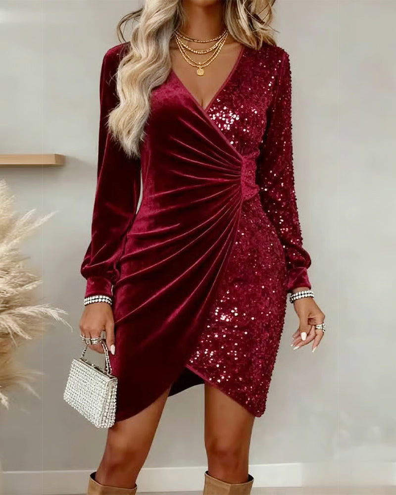 Scarlett | Women's Velvet Sequin Wrap Dress