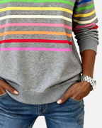 Vienna | Women's Rainbow Striped Half-Zip Sweatshirt