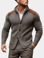 Greyson | Men's Knit Cardigan with Suede Shoulder Panels