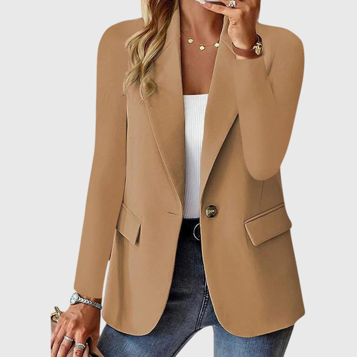Sienna | Women's Beige Structured Blazer