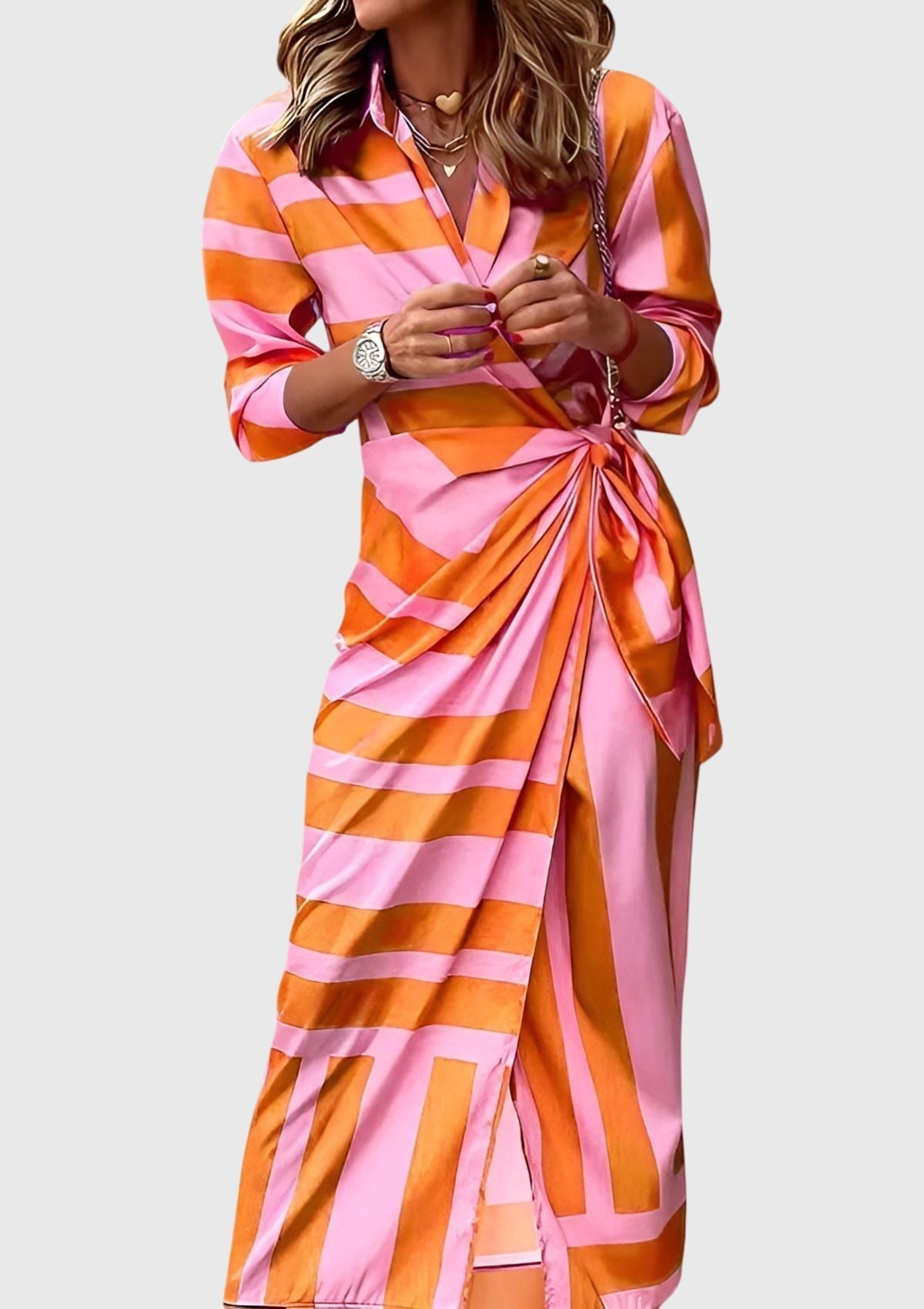 Elegant Women’s Wrap Dress, Patterned Design and Feminine Fit