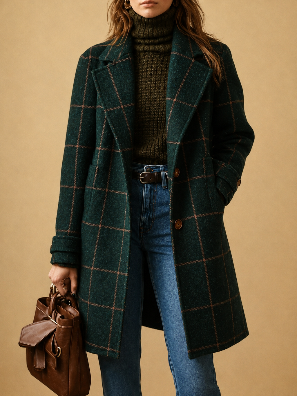 Bethany | Women's Checkered Wool Coat