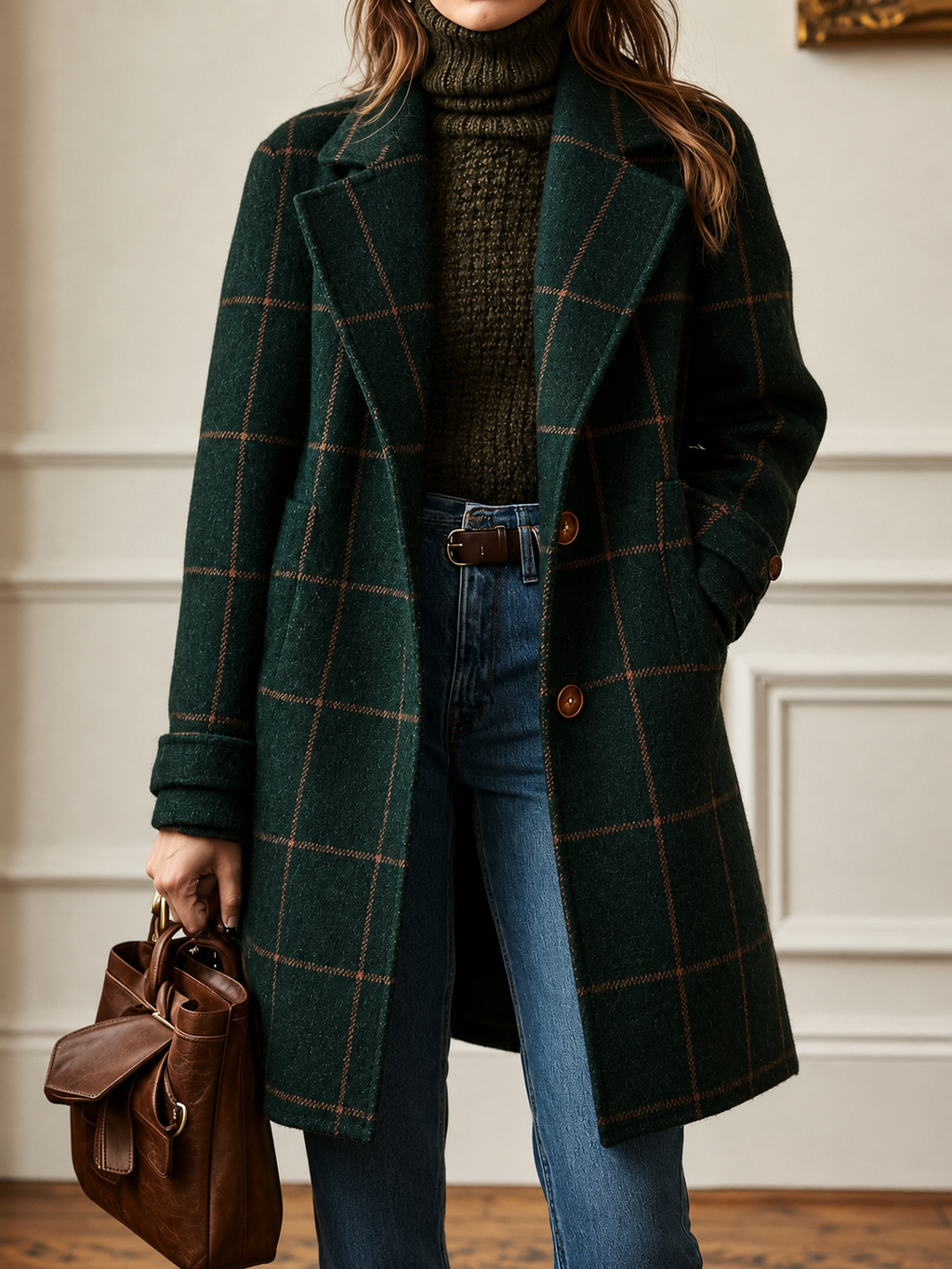 Bethany | Women's Checkered Wool Coat