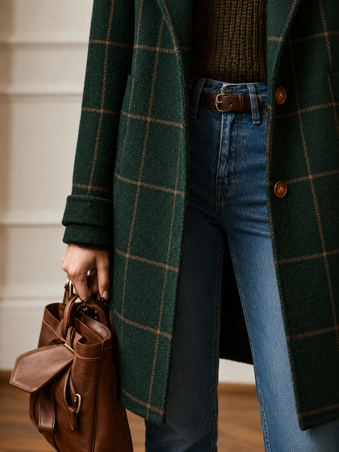 Bethany | Women's Checkered Wool Coat
