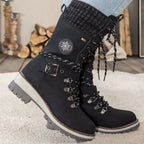 Bottes hautes femme d'hiver à lacets, boucle et semelle antidérapante 9