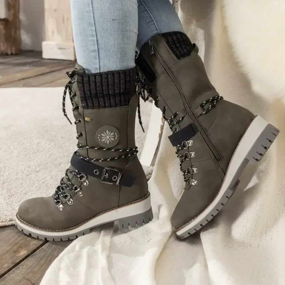 Charlotte | Women Tall Winter Boots Lace Up Lug Sole