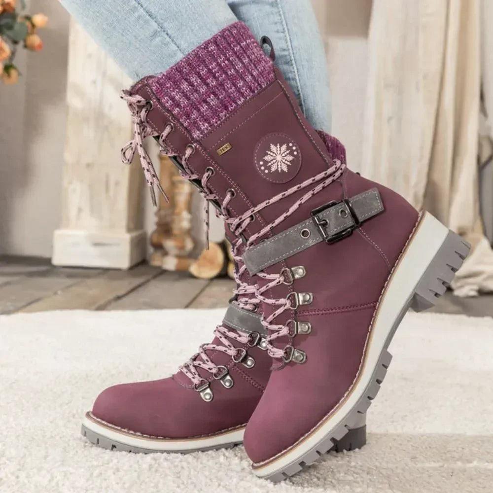 Charlotte | Women Tall Winter Boots Lace Up Lug Sole